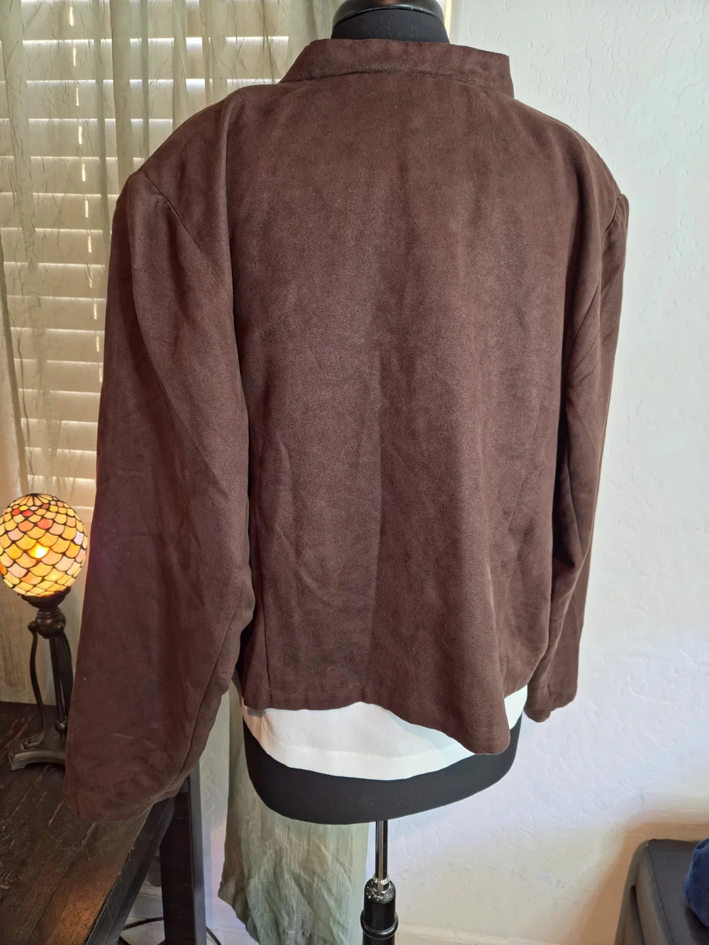 Vintage Fashion Bug Chocolate Brown Faux Suede
Drape Front Jacket EUC #0405 - Picture 7 of 9